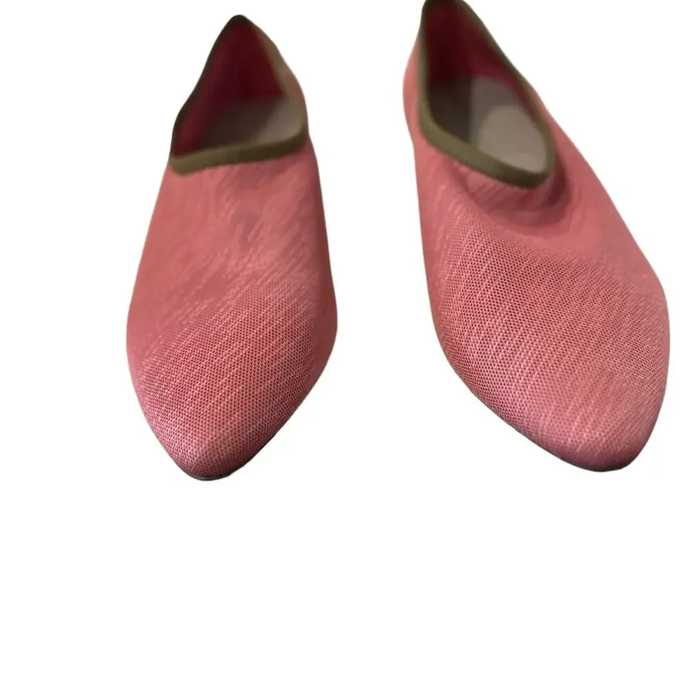 Lori Goldstein pink brown‎ trim knit uppers leather sole flats size 8M - Picture 7 of 10